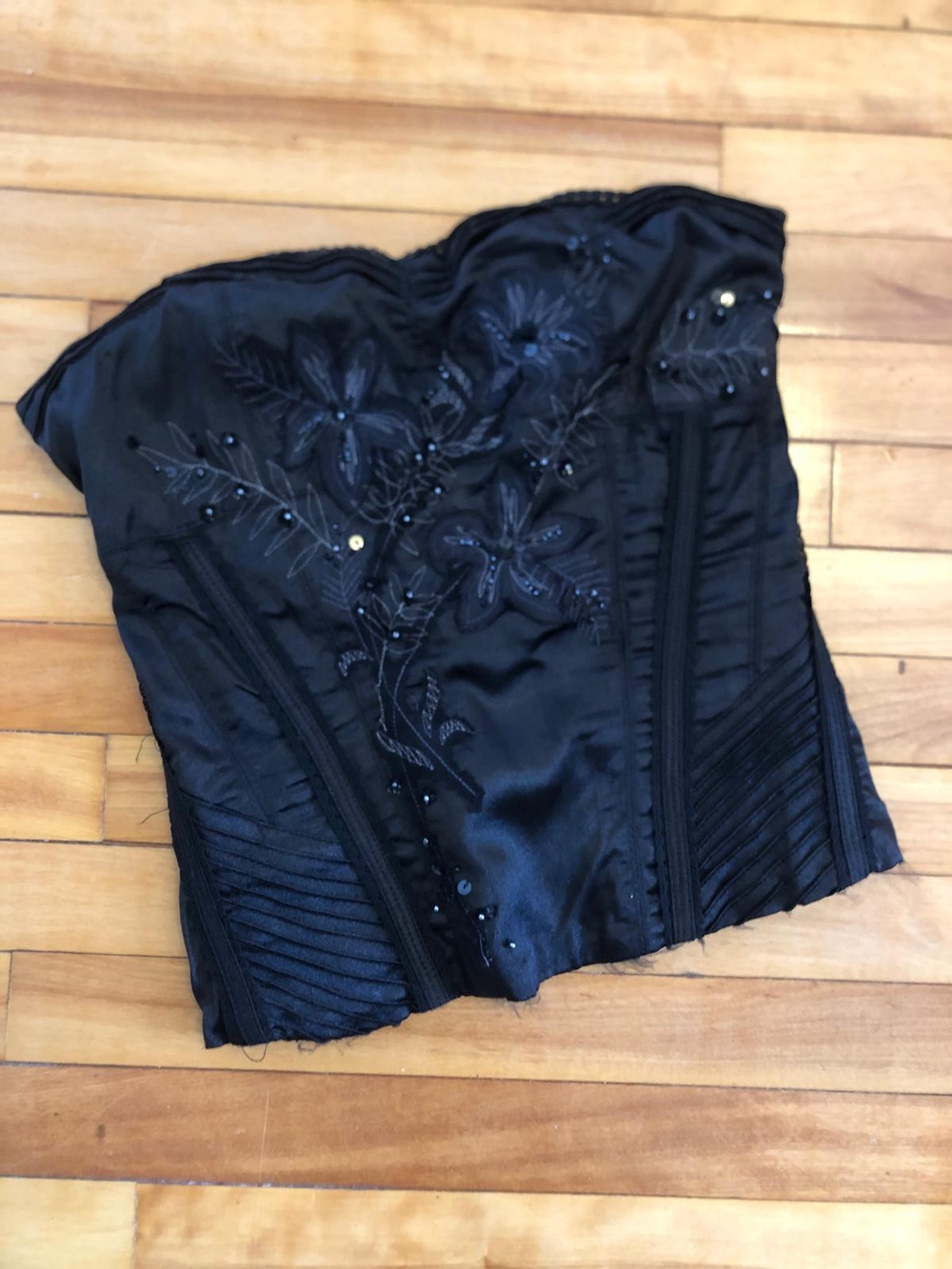 Vintage Le Chateau Black Embroidered Corset Bustier Top